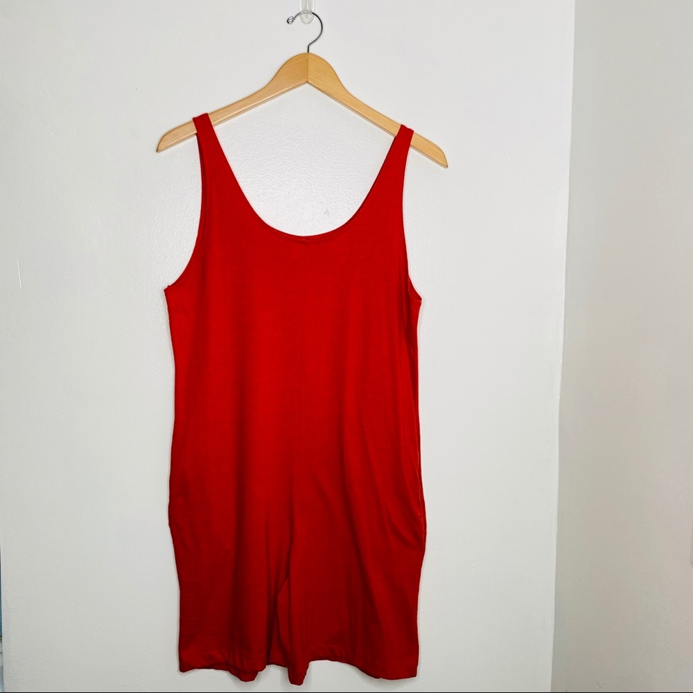 American Apparel Orange Tank Romper w Pockets